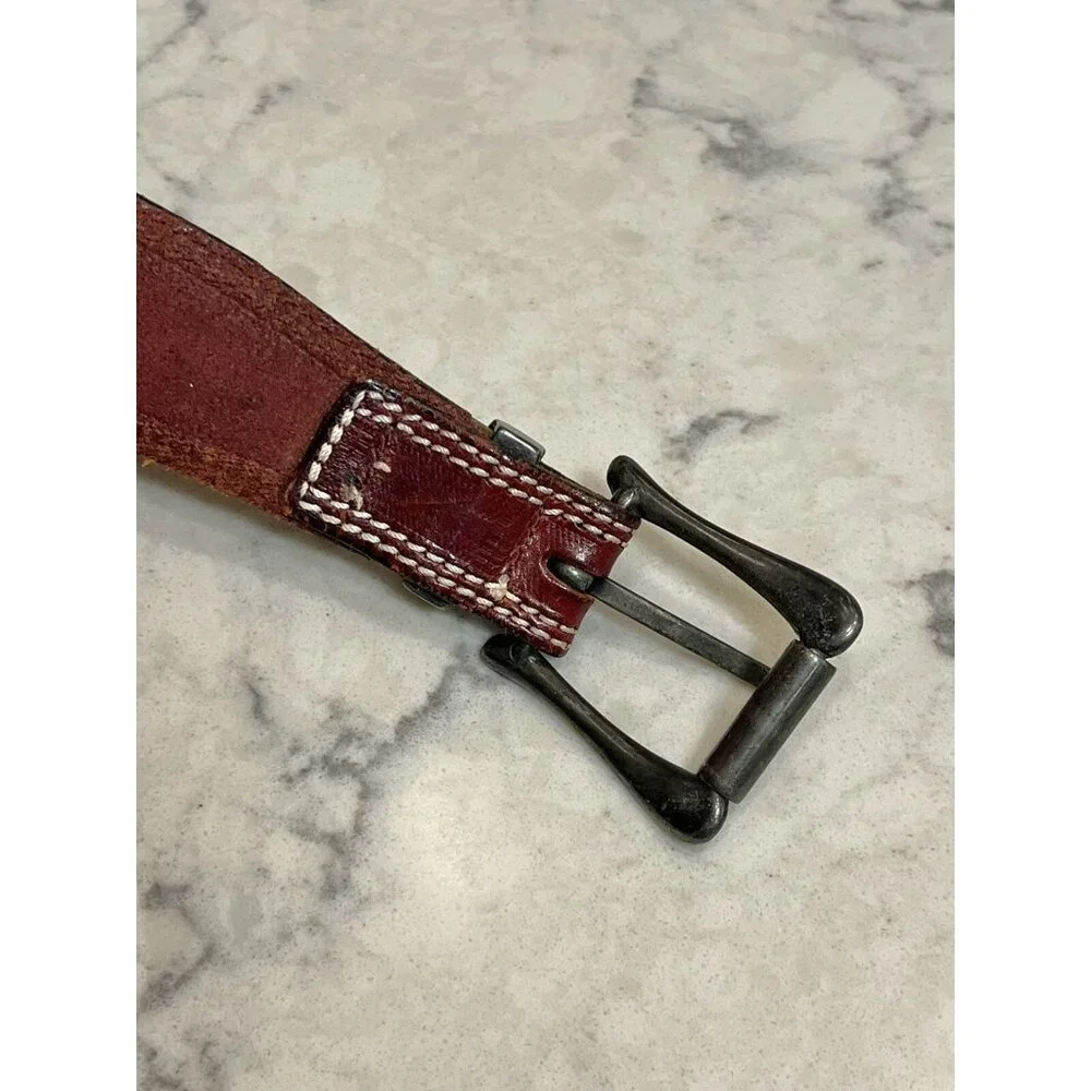 Leonardo Red Italian Leather Belt‎ Western 75/90, 1